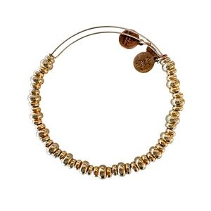 Alex and Ani Gold Silver Toned Metallic Beaded Expandable Wire Bangle  Bracelet.